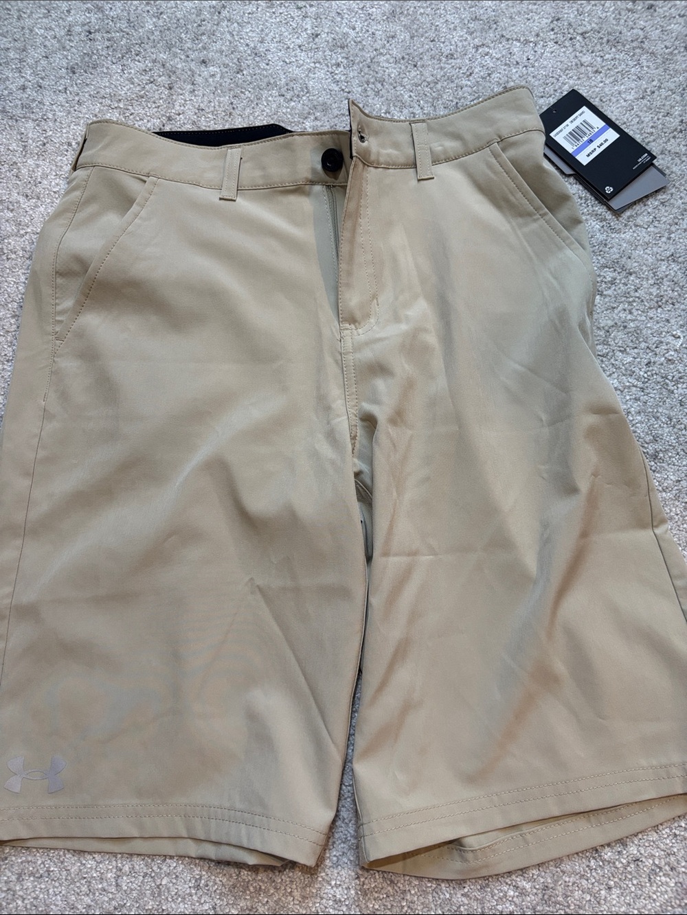 3/$15 - Under Armour Boys Tan Athletic Golf Shorts, sz 18